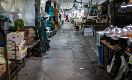 코로나19 재확산으로 '사회적 거리두기 2.5단계'가 시행되고 있는 지난 31일 서울 동대문구 경동시장이 한산한 모습을 보이고 있다.     이슬기기자 9904sul@